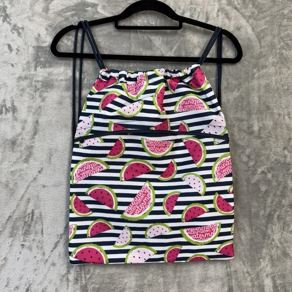 Thirty-One Cinch Sac‎ Drawstring Backpack Watermelon Stripe Thermal